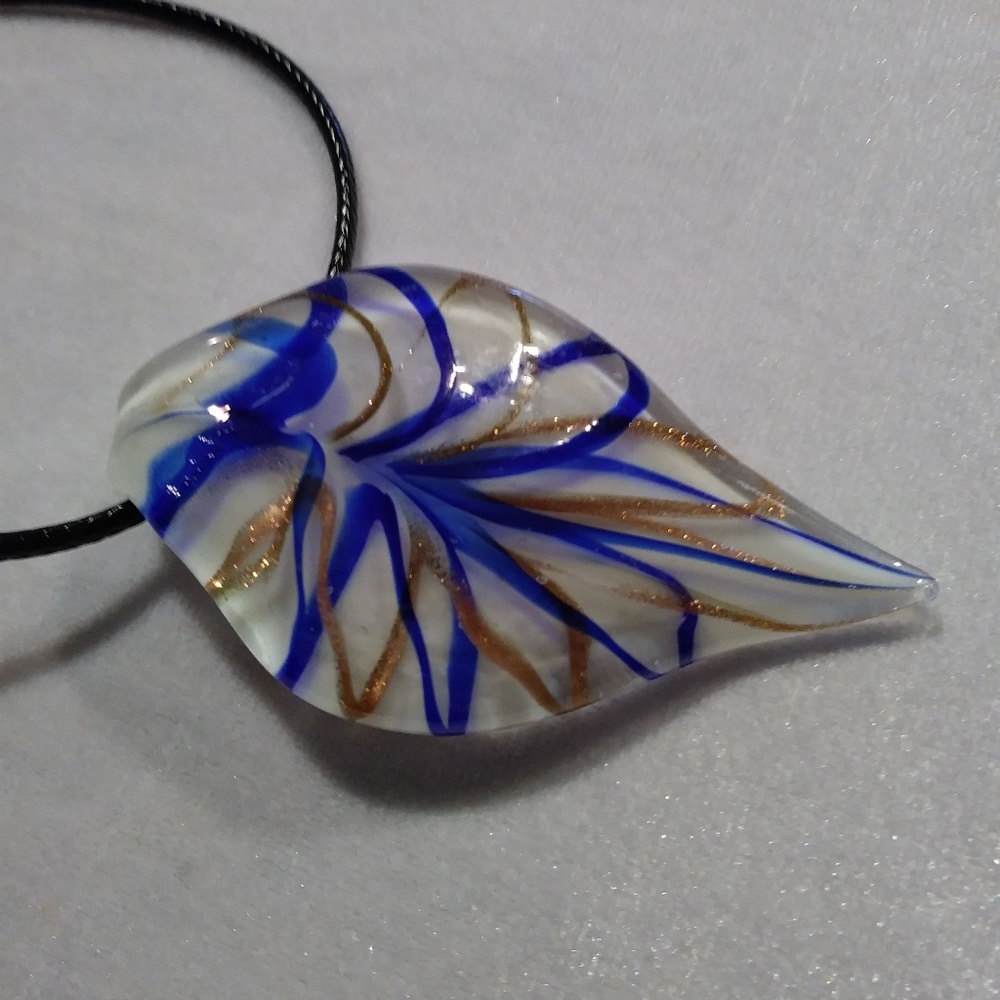 Murano Glass Blue/Gold/White Pendant